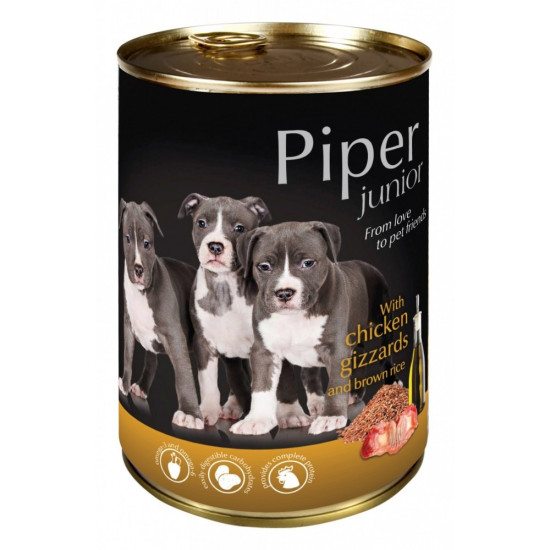 Piper – Hrană Umedă pentru Câini Junior cu Pipote de Pui și Orez Brun, 400 g